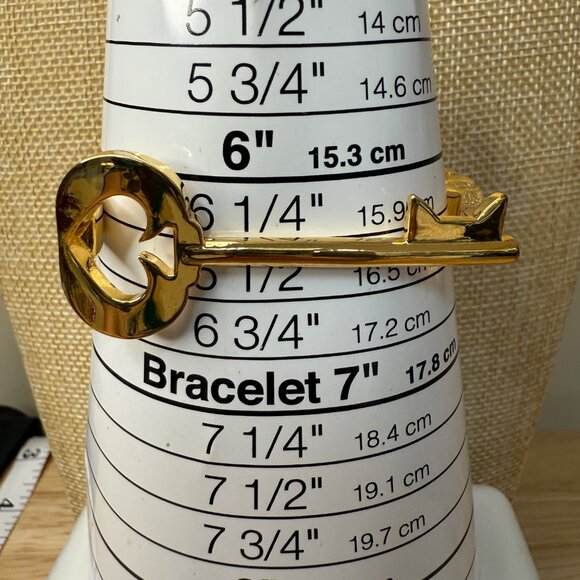 Kate Spade Gold Plated Heart Key Bangle Bracelet 6.75 Inch - Picture 12 of 15
